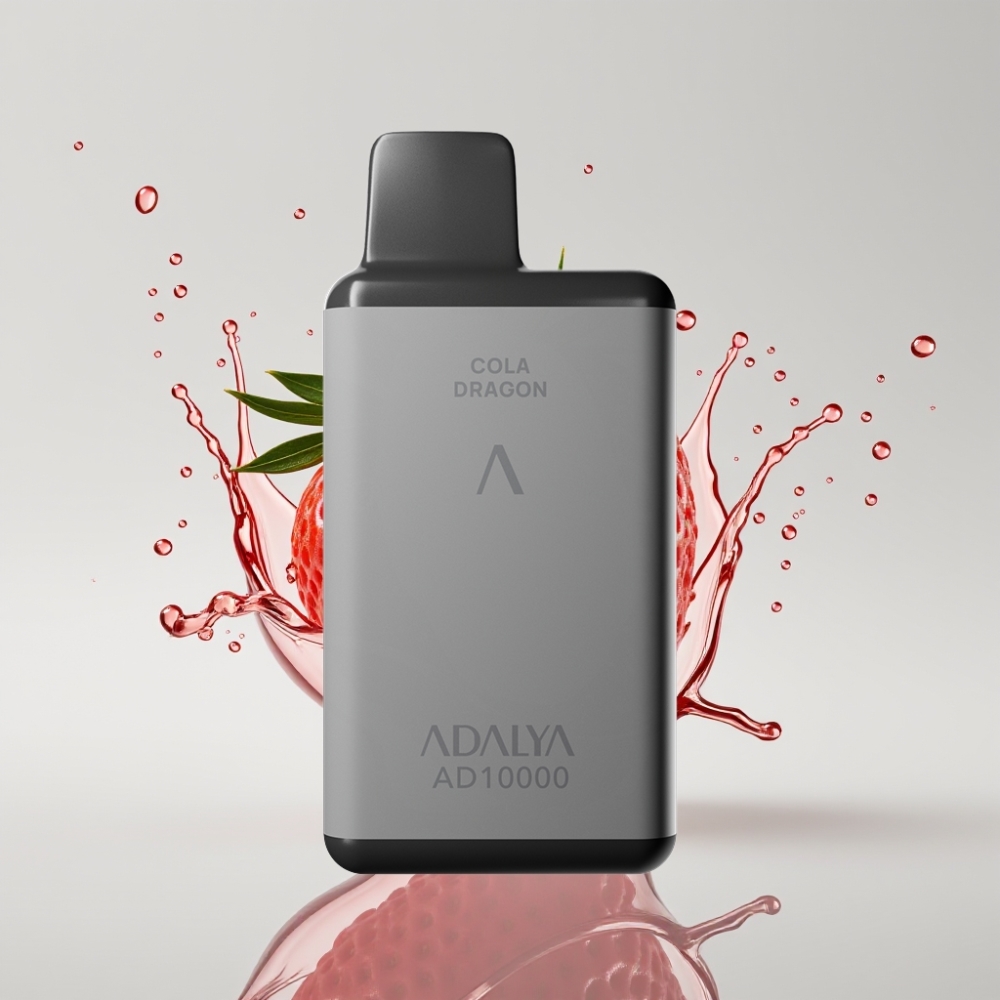 Adalya AD 10000 Puffs سيجارة إلكترونية للاستخدام مرة واحدة فراولة سبلاش - 10,000 نفخة، 14 مل، 2% نيكوتين، شاحن USB-C