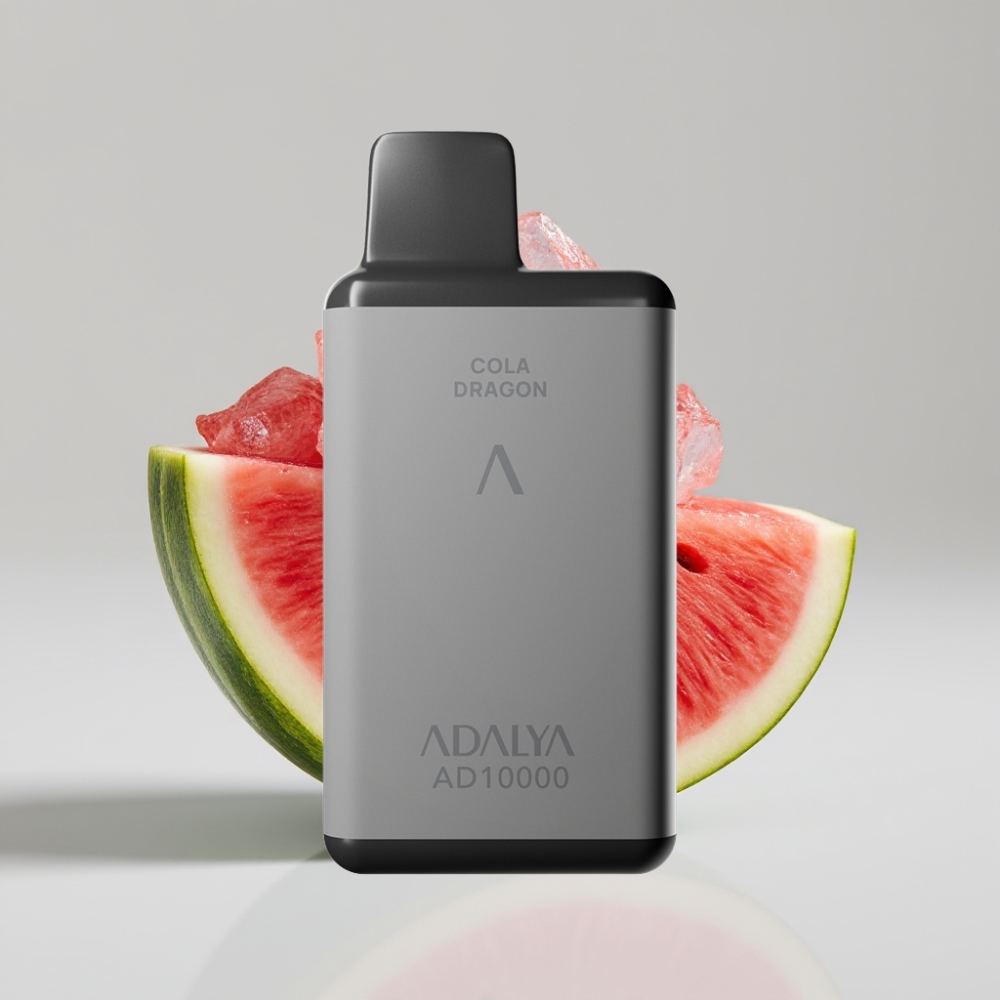 Adalya AD 10000 Puffs سيجارة إلكترونية للاستخدام مرة واحدة - بطيخ مثلج، لون رمادي فضائي، 14 مل، 2% نيكوتين