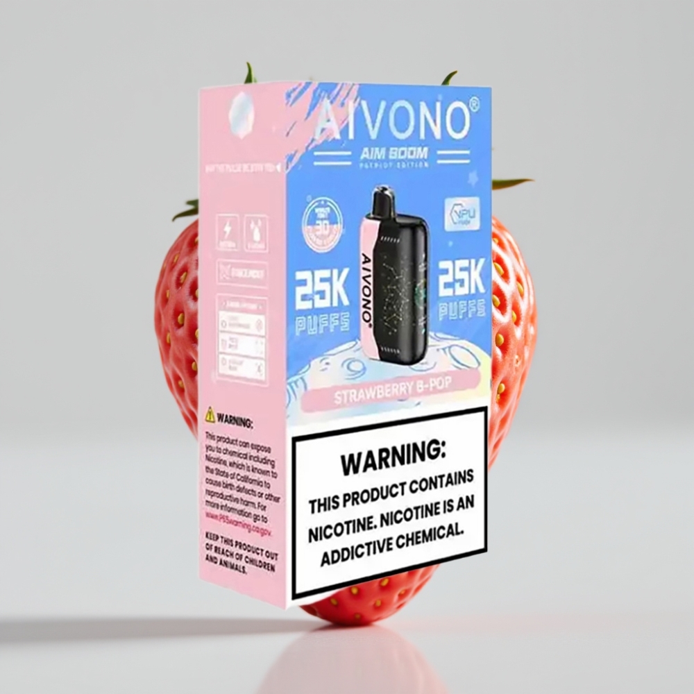 Aivono Aim Boom 25000 Puffs - فراولة بي بوب - 0%،2%،3%،5% نيكوتين - 28مل سائل - 650مAh