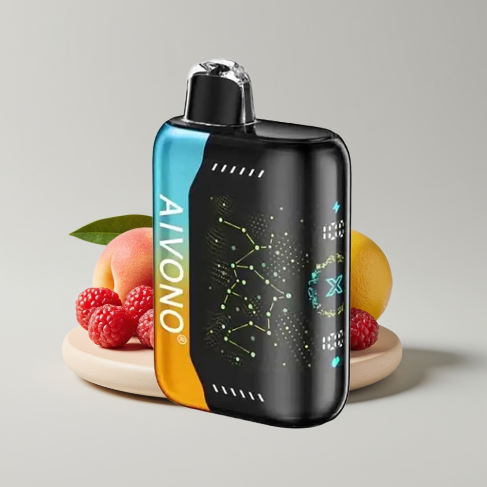 Aivono Aim Boom 25000 Puffs - 0-5% نيكوتين، 28مل سائل، بطارية 650مللي أمبير، شحن Type-C - توت خوخ ليمون
