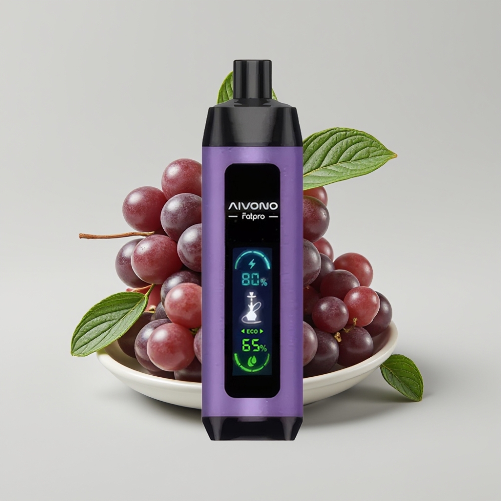 Aivono AIM FATPRO 22000 Puffs - 28ml، 5% نيكوتين، نكهة عنب ونعناع، 600mah، 0.6 أوم