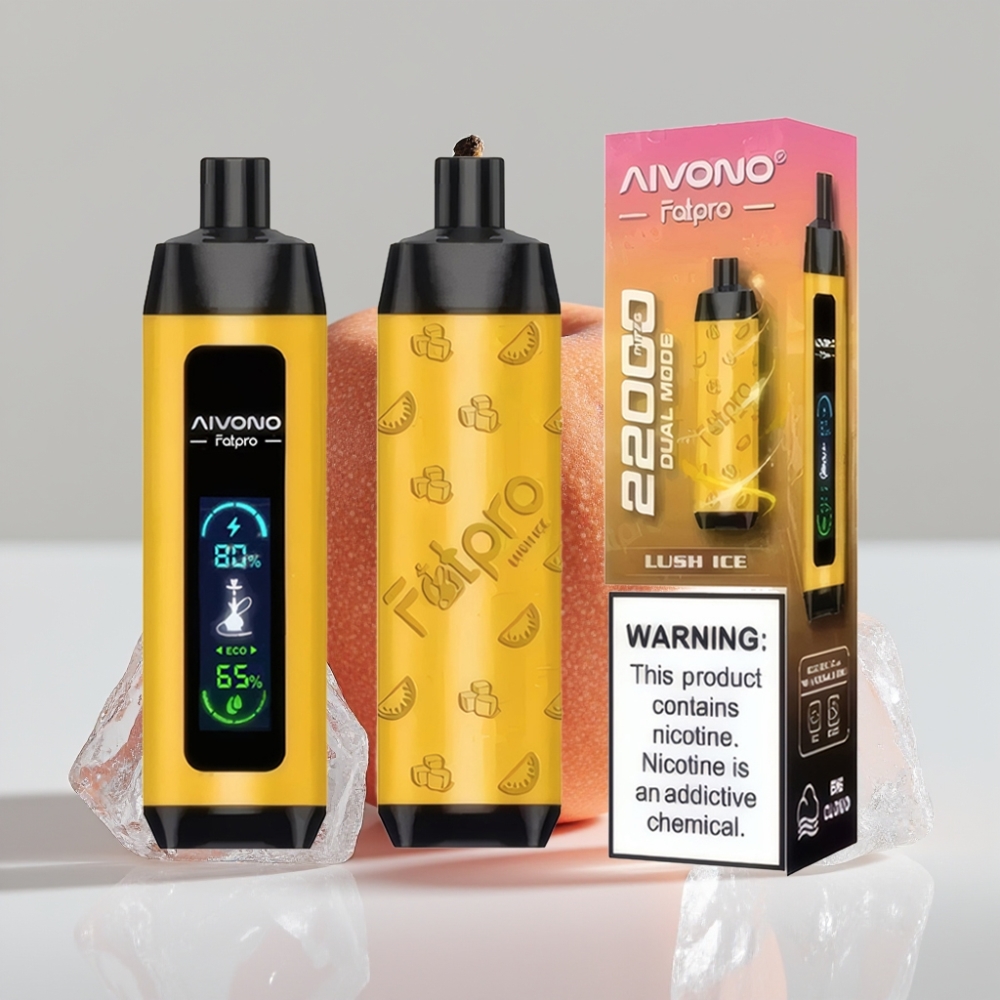 Aivono Aim Fatpro 22000 Puffs - 28ml E-liquid، 5% نيكوتين، 10 نكهات، 600mAh قابلة للشحن، Lush Ice (ثلج منعش)