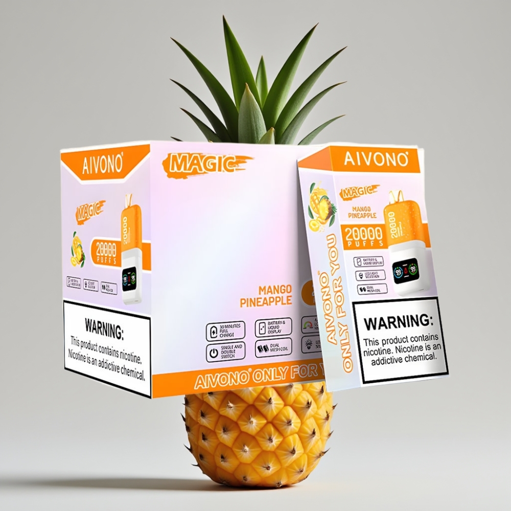 Aivono AIM MAGIC 20000 Puffs - 26ml، 5% نيكوتين، شحن Type-C، نكهة المانجو والأناناس