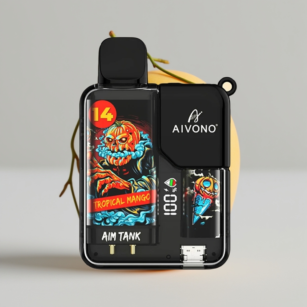 Aivono AIM-TANK 9500 Puffs - 18مل سعة، 650مللي أمبير، شاشة LCD، مانجو استوائي