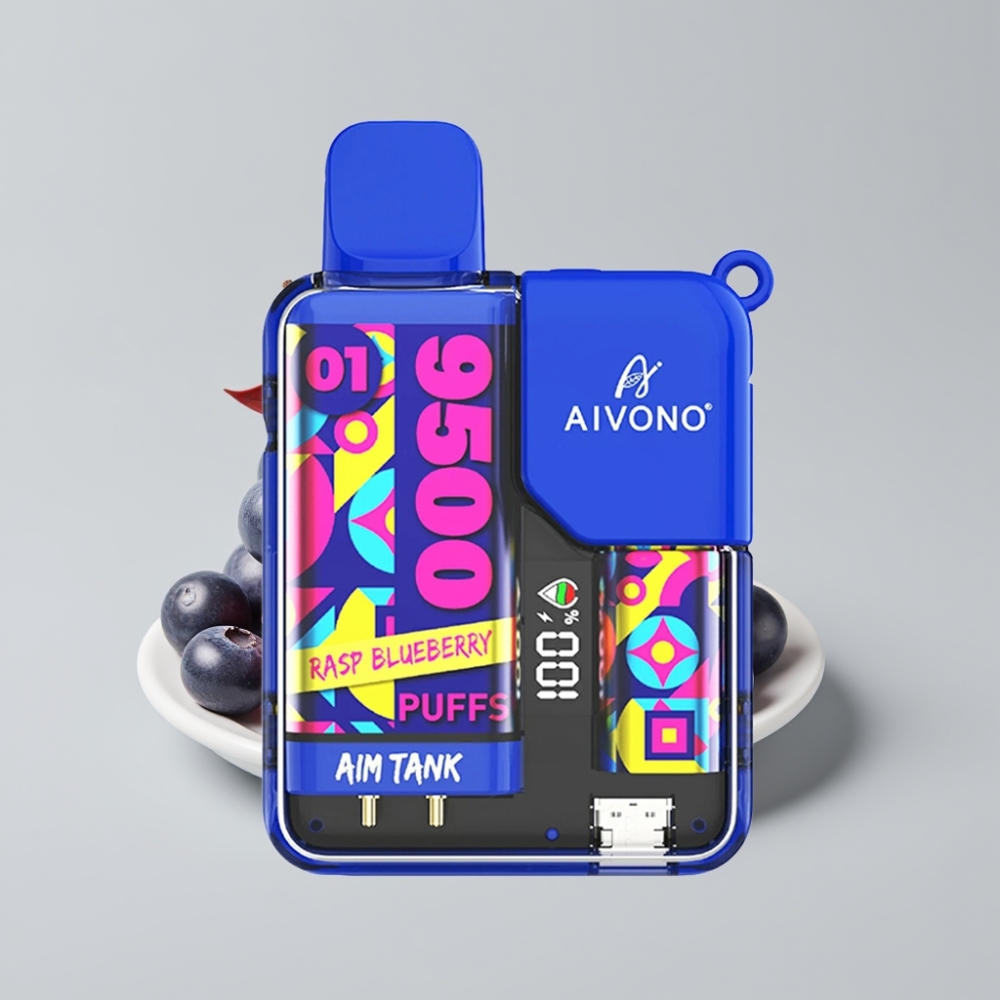 Aivono AIM-TANK 9500 Puffs - 18مل سعة السائل، بطارية 650مللي أمبير، شاشة LCD - توت أزرق