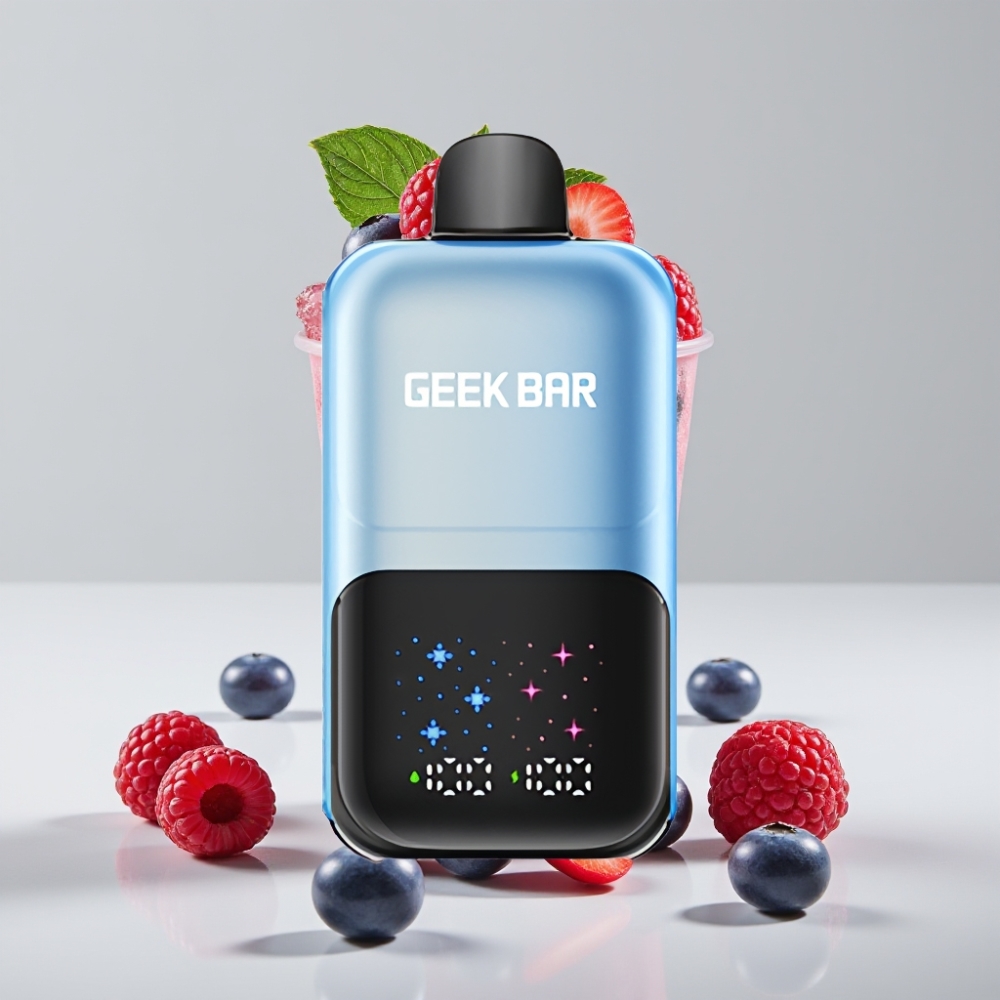 GEEK BAR 2GO 20 مل 50000 نفخة سلسلة تو بنكهة التوت الأزرق والتوت الأحمر المثلج - شاشة كبيرة، نكهات قابلة للتعديل، بطارية قابلة للشحن