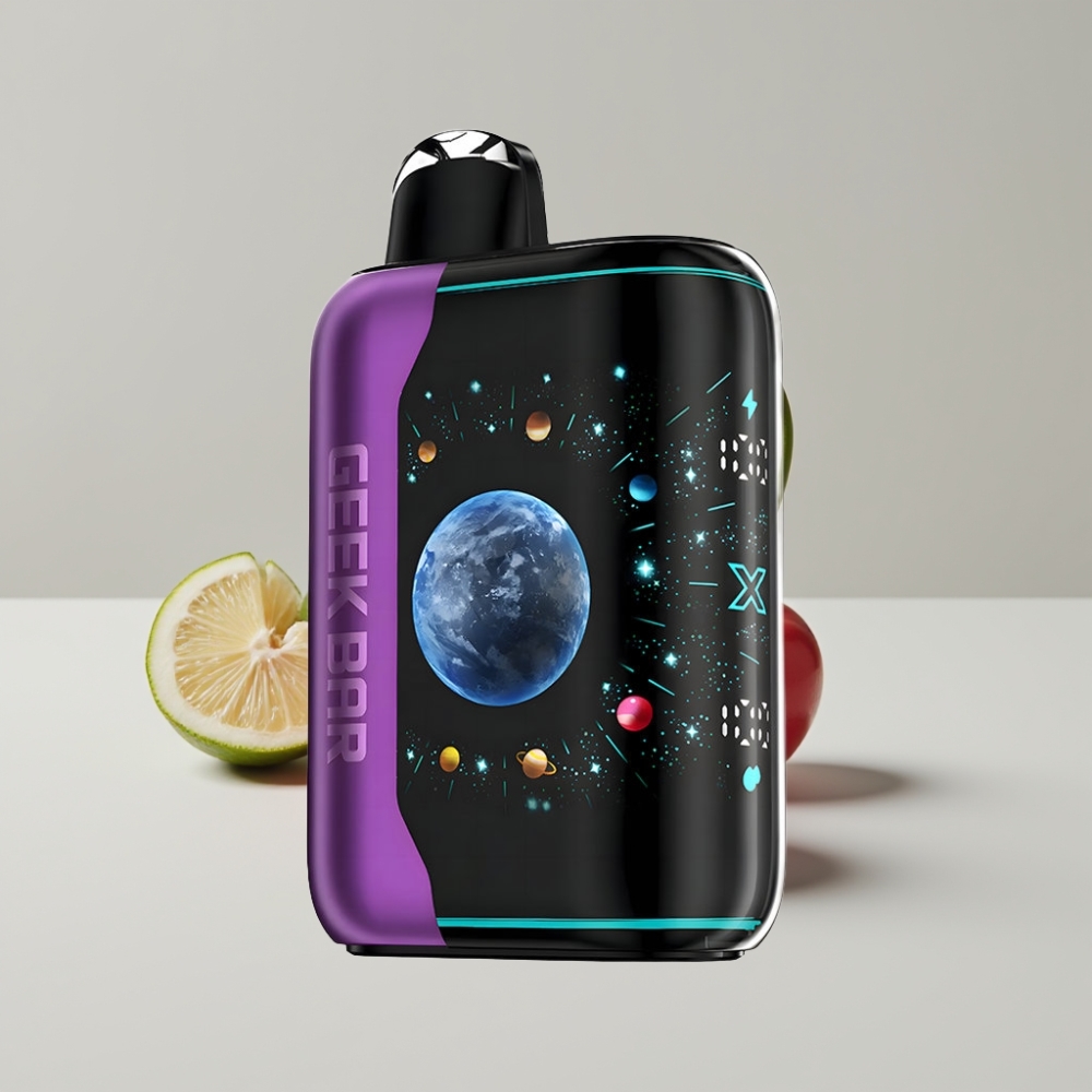GEEK BAR Platinum Edition - شريط التوت والكرز والليمون، شاشة منحنية ثلاثية الأبعاد، شحن سريع USB-Type C، 20mL سائل إلكتروني