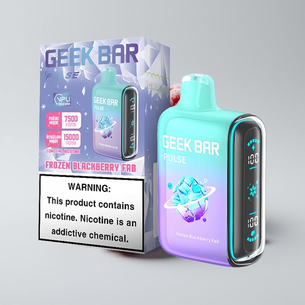 جيك بار بولس Geek Bar Pulse 15000 نفخة - إصدار فروزن، سعة 16 مل، نيكوتين 5%، شحن USB Type-C