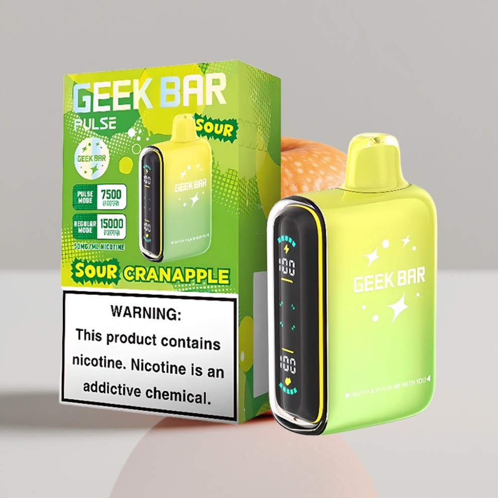 جيك بار بولس Geek Bar Pulse 15000 نفخة - نكهة حامضة، سعة 16 مل، نيكوتين 5%، شحن USB Type-C