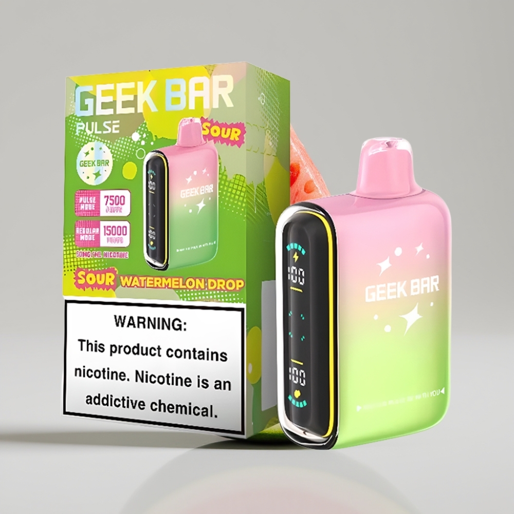 جيك بار بولس Geek Bar Pulse 15000 نفخة - نكهة حامضة، سعة 16 مل، نيكوتين 5%، شحن USB Type-C