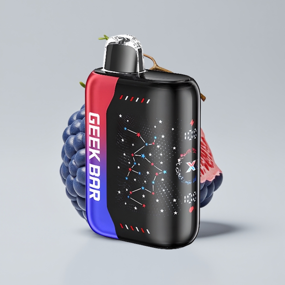 جيك بار بولس Geek Bar Pulse X 25000 نفخة - 18مل سائل إلكتروني، شاشة منحنية ثلاثية الأبعاد، USB نوع-C، لفائف مزدوجة مشبكة، إصدار باتريوت