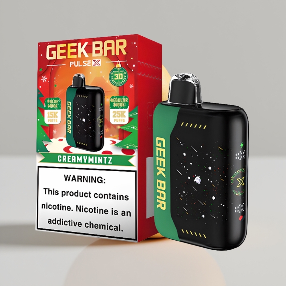 جيك بار بولس Geek Bar Pulse X 25000 نفخة - حتى 25000 نفخة، 0-5% نيكوتين، شاشة منحنية ثلاثية الأبعاد، شحن USB Type-C