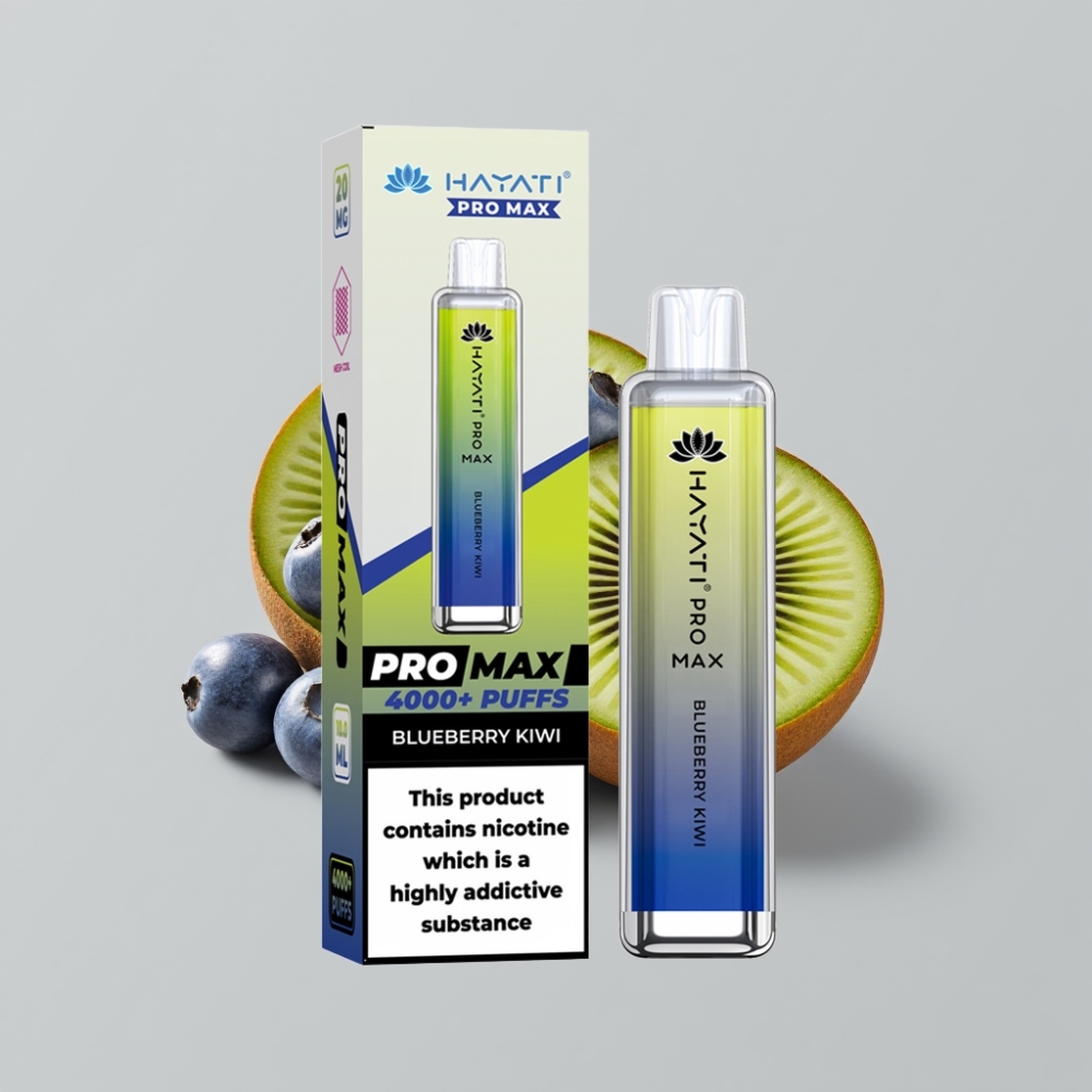 هاياتي برو ماكس Hayati Pro Max 4000 نفث - سيجارة إلكترونية ذات استخدام لمرة واحدة، بطارية قابلة لإعادة الشحن 1400 مللي أمبير، نيكوتين 2% أو 5%، نكهة توت بري وكيوي