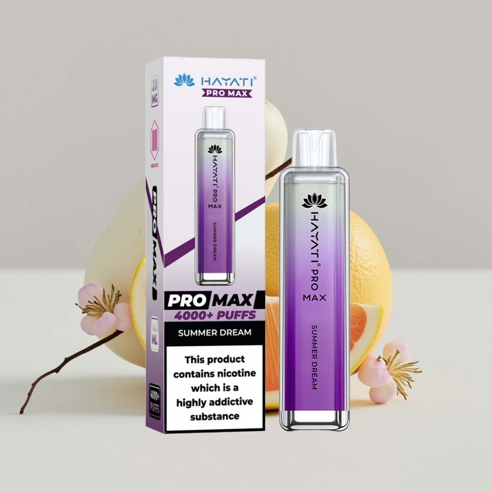 هاياتي برو ماكس Hayati Pro Max 4000 نفث – بخاخ قابل للتخلص منه – 2% أو 5% نيكوتين – بطارية 1400 مللي أمبير – شاحن – حلم صيفي