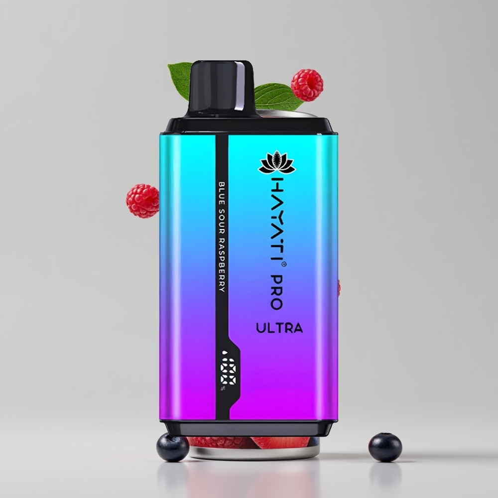هاياتي برو الترا Hayati Pro Ultra 15000 نفخة مع 850 مللي أمبير و 2×12 مل وعيار نيكوتين 2% - بلوبيري سترو بيري راسبيري منثول