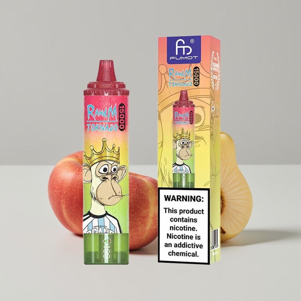 Fumot RandM Tornado 15000 Puffs - 25ml سعة، 850mAh بطارية، شاشة LCD - تفاح خوخ كمثرى