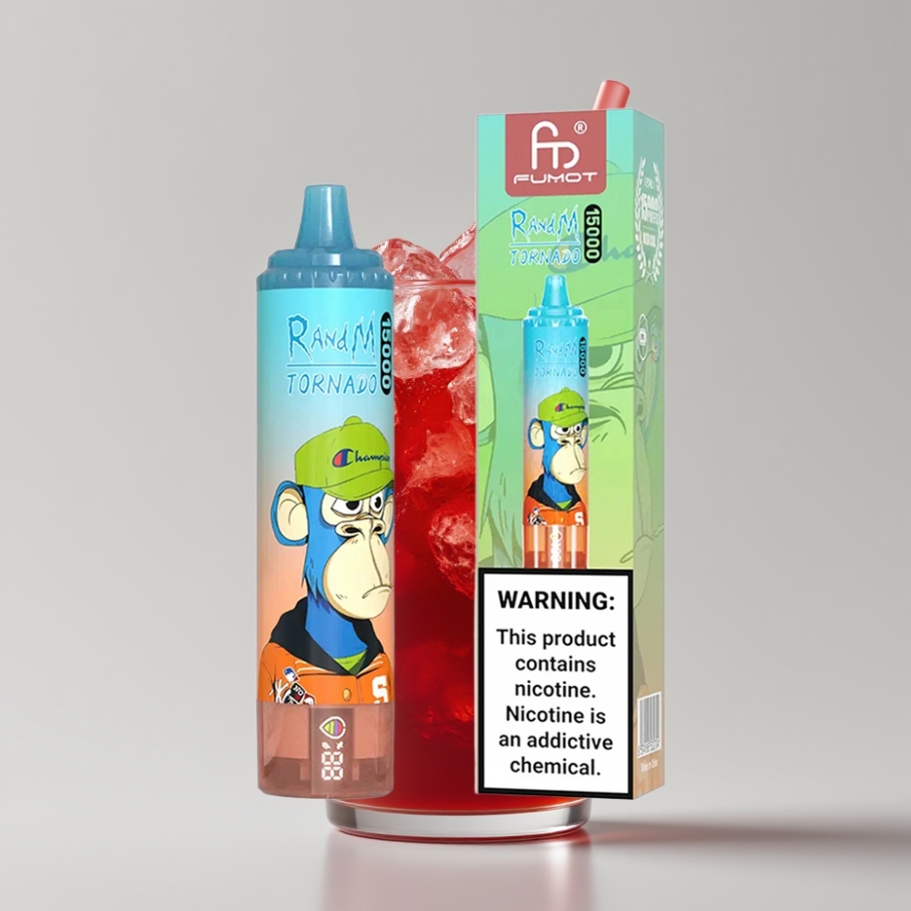 Fumot RandM Tornado 15000 Puffs - 25ml سعة السائل، 850mAh بطارية، شاشة LCD - كرز كولا